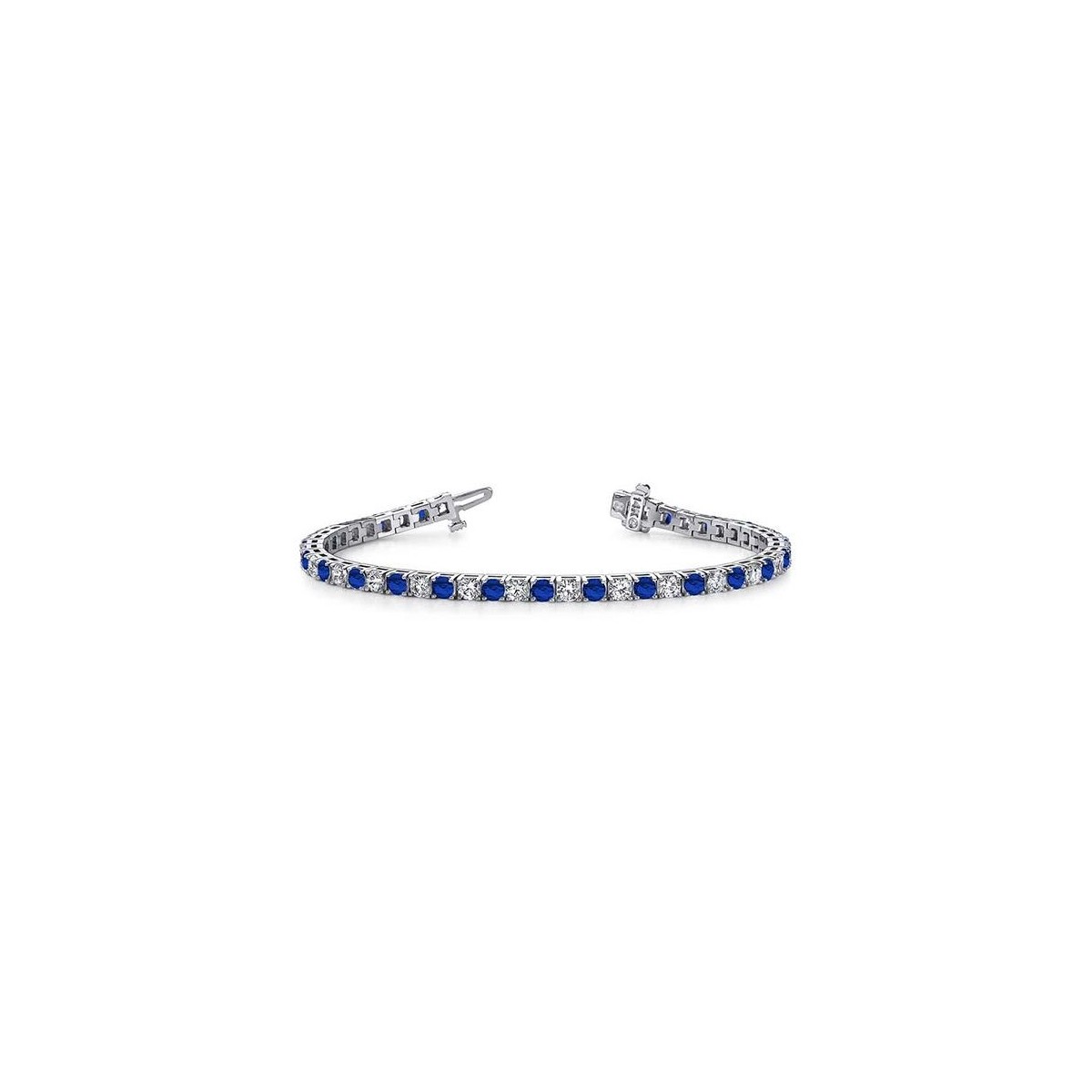 BRACCIALE TENNIS IN ORO BIANCO 18K CON ZAFFIRI E DIAMANTI