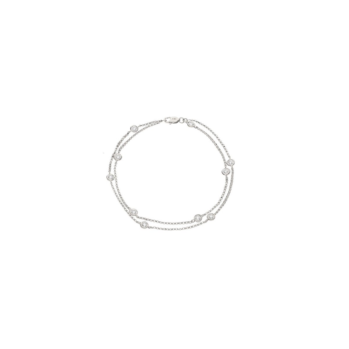 BRACCIALE DOPPIA CATENINA IN ORO BIANCO 18K CON DIAMANTI NATURALI E VVS