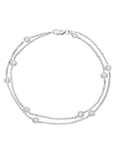 BRACCIALE DOPPIA CATENINA IN ORO BIANCO 18K CON DIAMANTI NATURALI E VVS