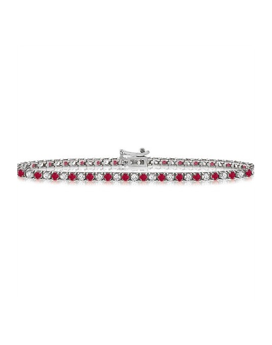 BRACCIALE TENNIS IN ORO BIANCO 18K CON RUBINI E DIAMANTI