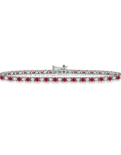 BRACCIALE TENNIS IN ORO BIANCO 18K CON RUBINI E DIAMANTI