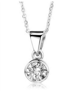 CIONDOLO PUNTO LUCE IN ORO BIANCO 18K CON DIAMANTE NATURALE CERTIFICATO