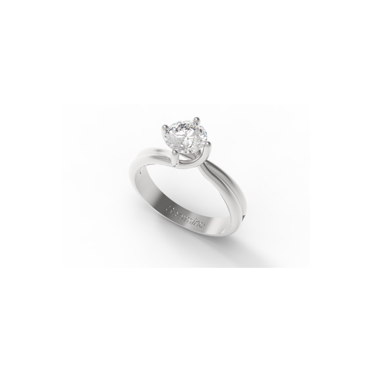 ANELLO MATRIMONIO IN ORO BIANCO 18K CON DIAMANTE NATURALE CERTIFICATO DGC