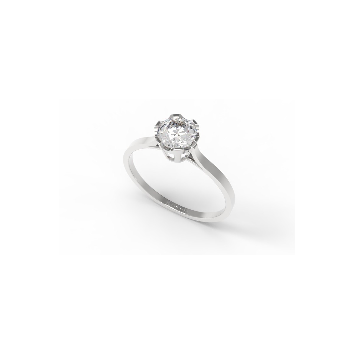 ANELLO DIAMANTE SOLITARIO IN ORO BIANCO 18K CON DIAMANTE NATURALE CERTIFICATO DGC