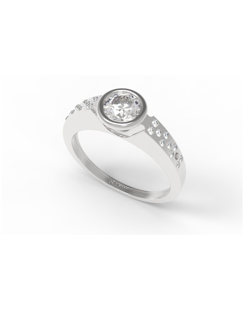 ANELLO DA FIDANZAMENTO IN ORO BIANCO 18K CON DIAMANTE NATURALE CERTIFICATO DGC