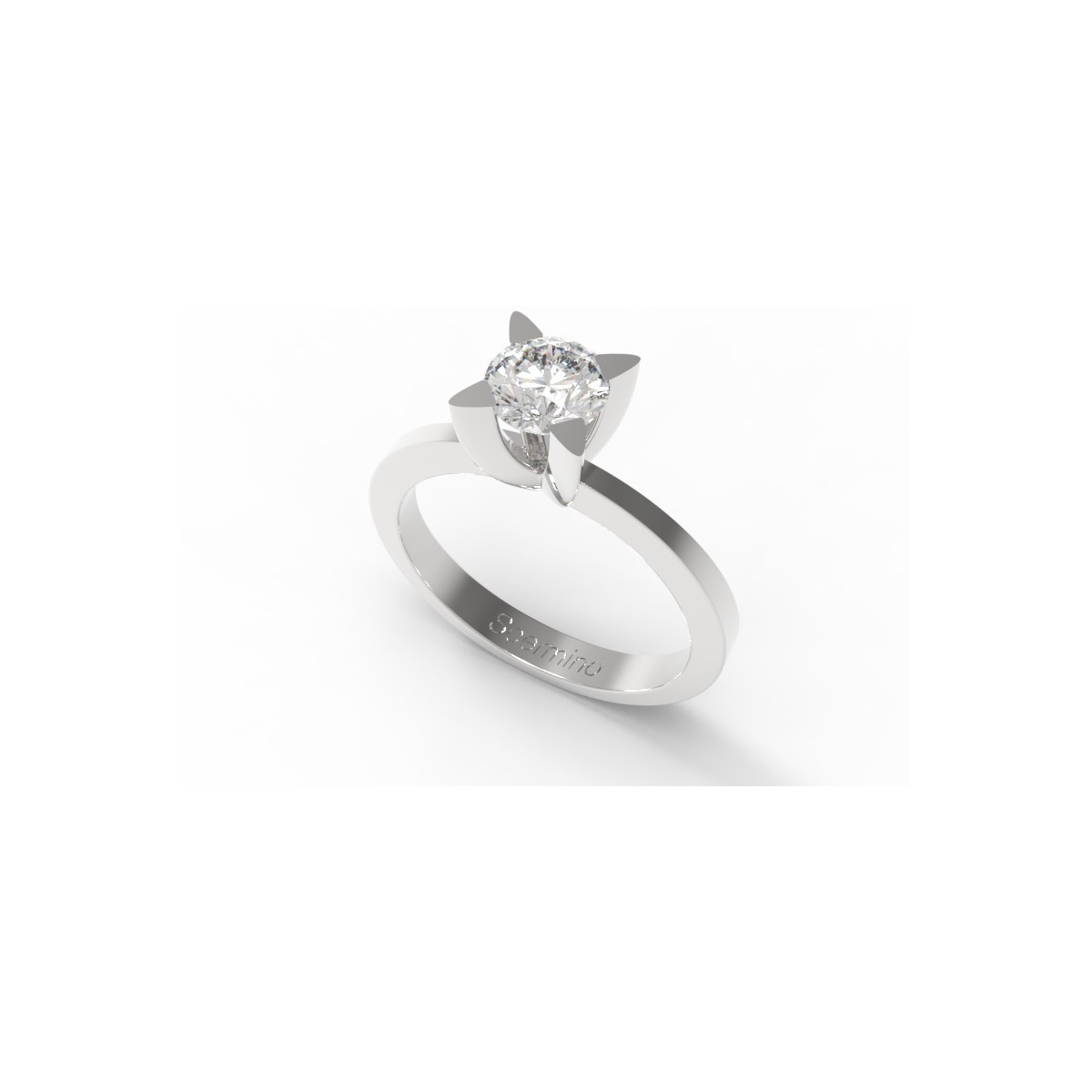 ANELLO PER FIDANZAMENTO IN ORO BIANCO 18K CON DIAMANTE NATURALE CERTIFICATO DGC