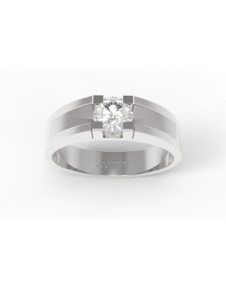 ANELLO DI MATRIMONIO IN ORO BIANCO 18K CON DIAMANTE NATURALE CERTIFICATO DGC