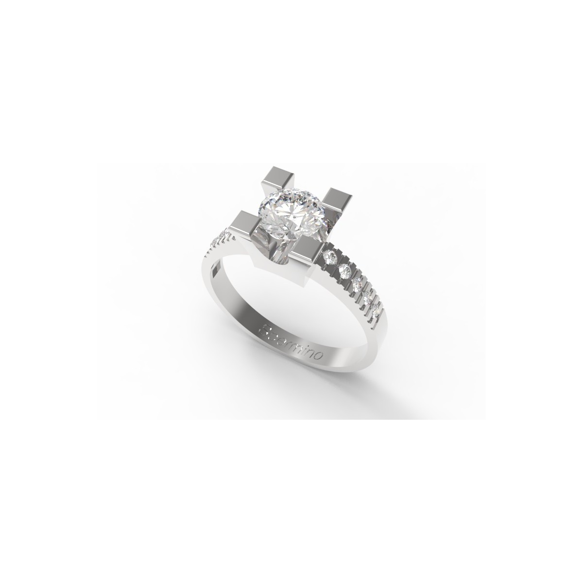 ANELLO DA MATRIMONIO IN ORO BIANCO 18K CON DIAMANTE NATURALE CERTIFICATO DGC