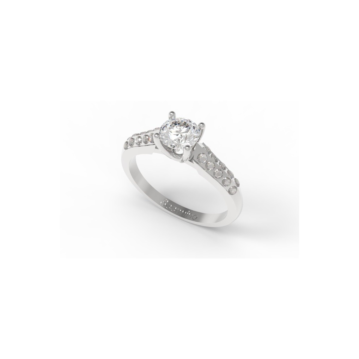 ANELLO CON SOLITARIO IN ORO BIANCO 18K CON DIAMANTE NATURALE CERTIFICATO DGC