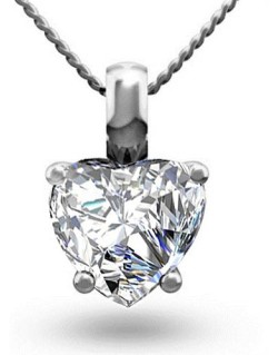 CIONDOLO CUORE PUNTO LUCE IN ORO BIANCO 18K DIAMANTE NATURALE