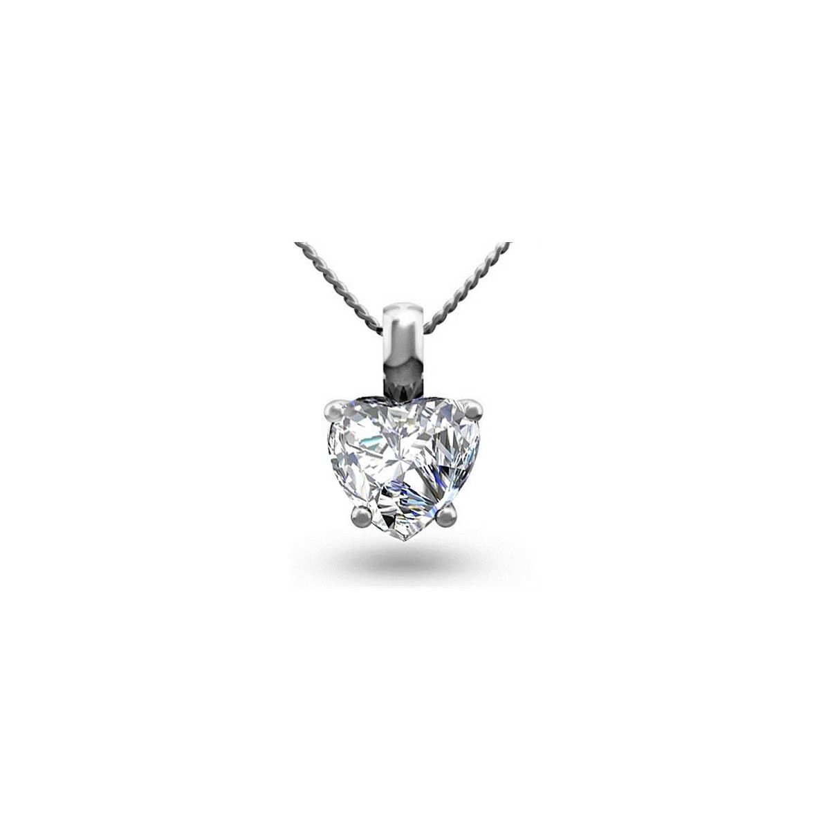 CIONDOLO A CUORE IN ORO BIANCO 18K DIAMANTE NATURALE