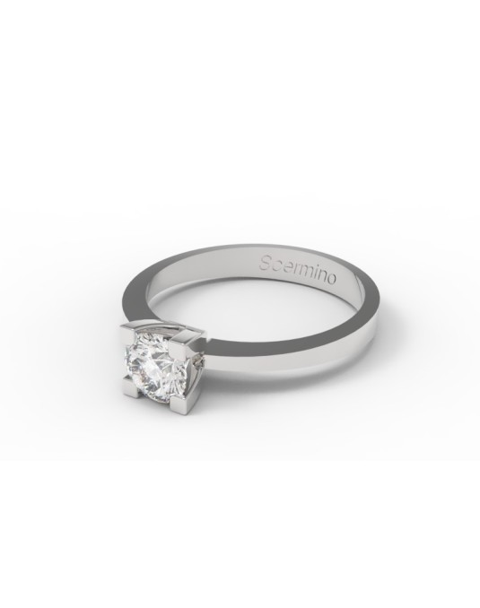 ANELLO DI FIDANZAMENTO DIAMANTE IN ORO BIANCO 18K CON DIAMANTE NATURALE CERTIFICATO DGC