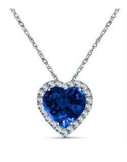 CIONDOLO CUORE ZAFFIRO IN ORO BIANCO E DIAMANTI NATURALI