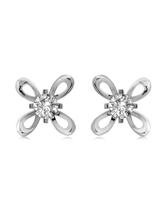ORECCHINI FANTASIA A FIORE IN ORO BIANCO CON DIAMANTI NATURALI