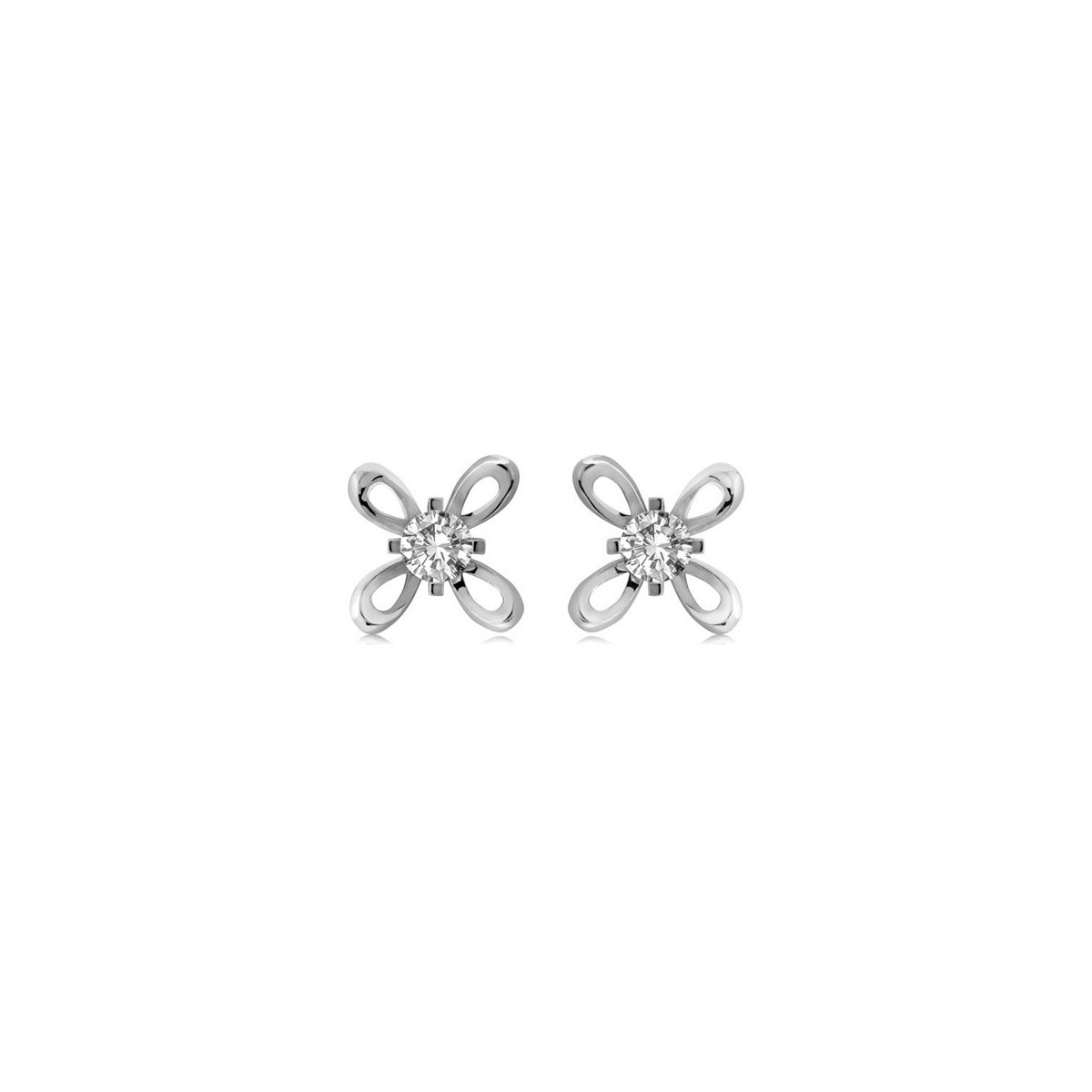 ORECCHINI FANTASIA A FIORE IN ORO BIANCO CON DIAMANTI NATURALI