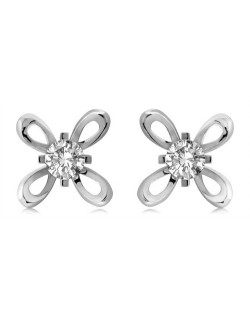 ORECCHINI FANTASIA A FIORE IN ORO BIANCO CON DIAMANTI NATURALI