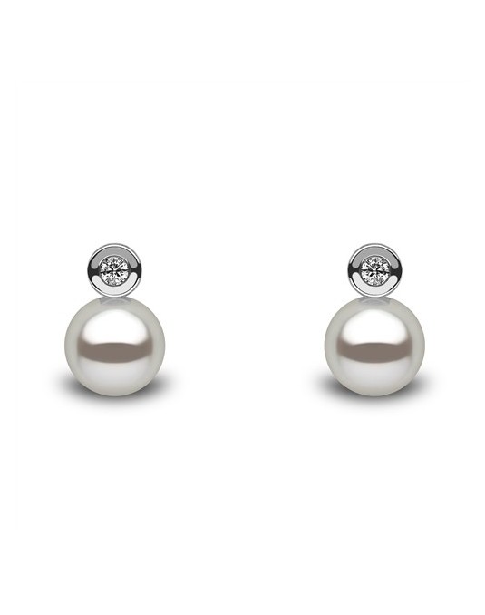 ORECCHINI FANTASIA IN ORO BIANCO 18K CON DIAMANTI NATURALI E PERLE