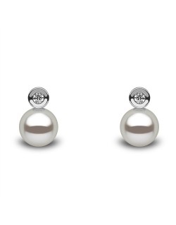 ORECCHINI FANTASIA IN ORO BIANCO 18K CON DIAMANTI NATURALI E PERLE