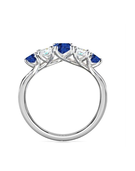 ANELLO RIVIERA IN ORO BIANCO CON DIAMANTI E ZAFFIRI NATURALI