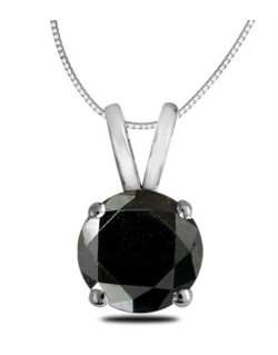 CIONDOLO FANTASIA IN ORO BIANCO 18K CON DIAMANTE NERO NATURALE