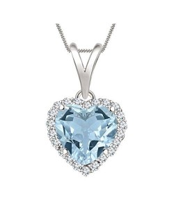 CIONDOLO CUORE ACQUAMARINA IN ORO BIANCO E DIAMANTI NATURALI