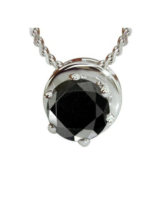 CIONDOLO UOMO IN ORO BIANCO 18K CON DIAMANTE NERO NATURALE