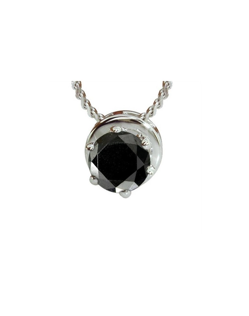 CIONDOLO UOMO IN ORO BIANCO 18K CON DIAMANTE NERO NATURALE