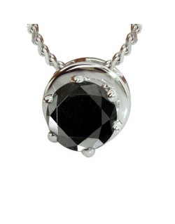 CIONDOLO UOMO IN ORO BIANCO 18K CON DIAMANTE NERO NATURALE