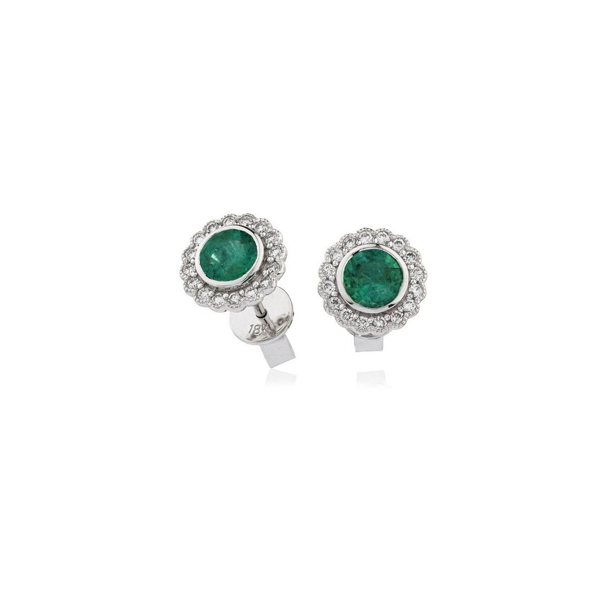 ORECCHINI IN ORO BIANCO 18K CON DIAMANTI E SMERALDI NATURALI