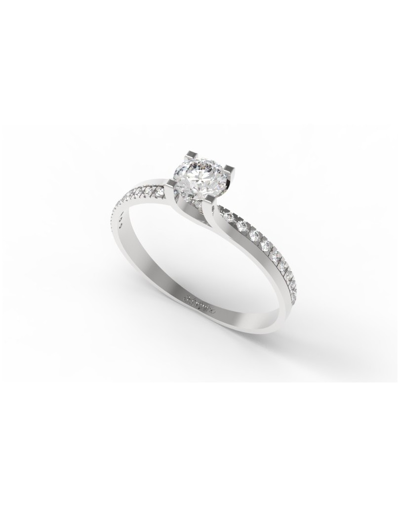 ANELLO SOLITARIO CON DIAMANTE IN ORO BIANCO 18K CON DIAMANTE NATURALE CERTIFICATO DGC