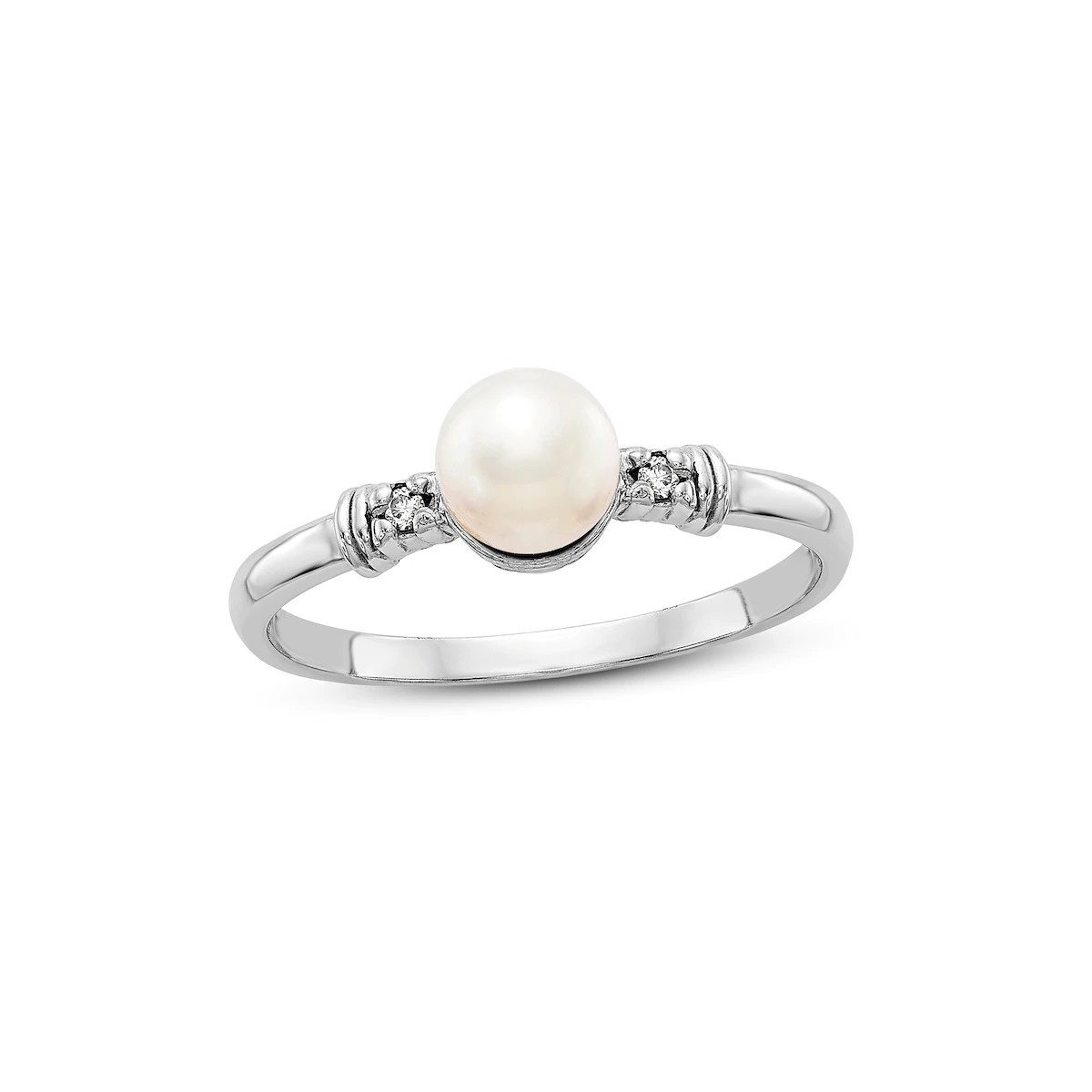 ANELLO FANTASIA IN ORO BIANCO 18K DIAMANTI E PERLA