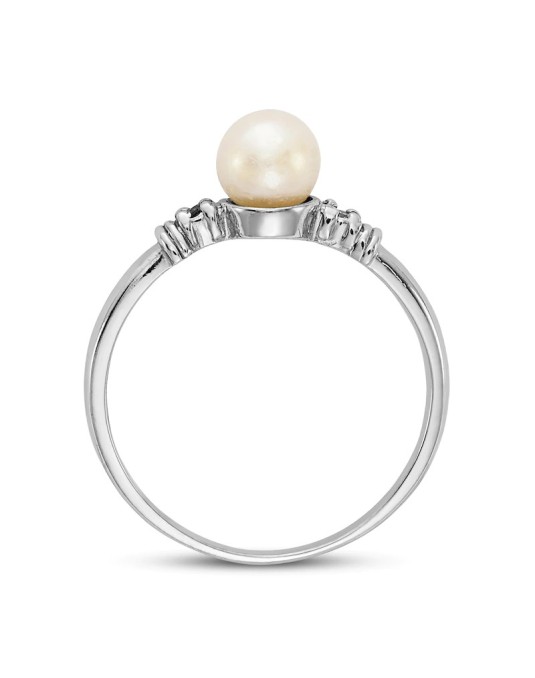 ANELLO FANTASIA IN ORO BIANCO 18K DIAMANTI E PERLA
