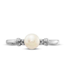 ANELLO FANTASIA IN ORO BIANCO 18K DIAMANTI E PERLA