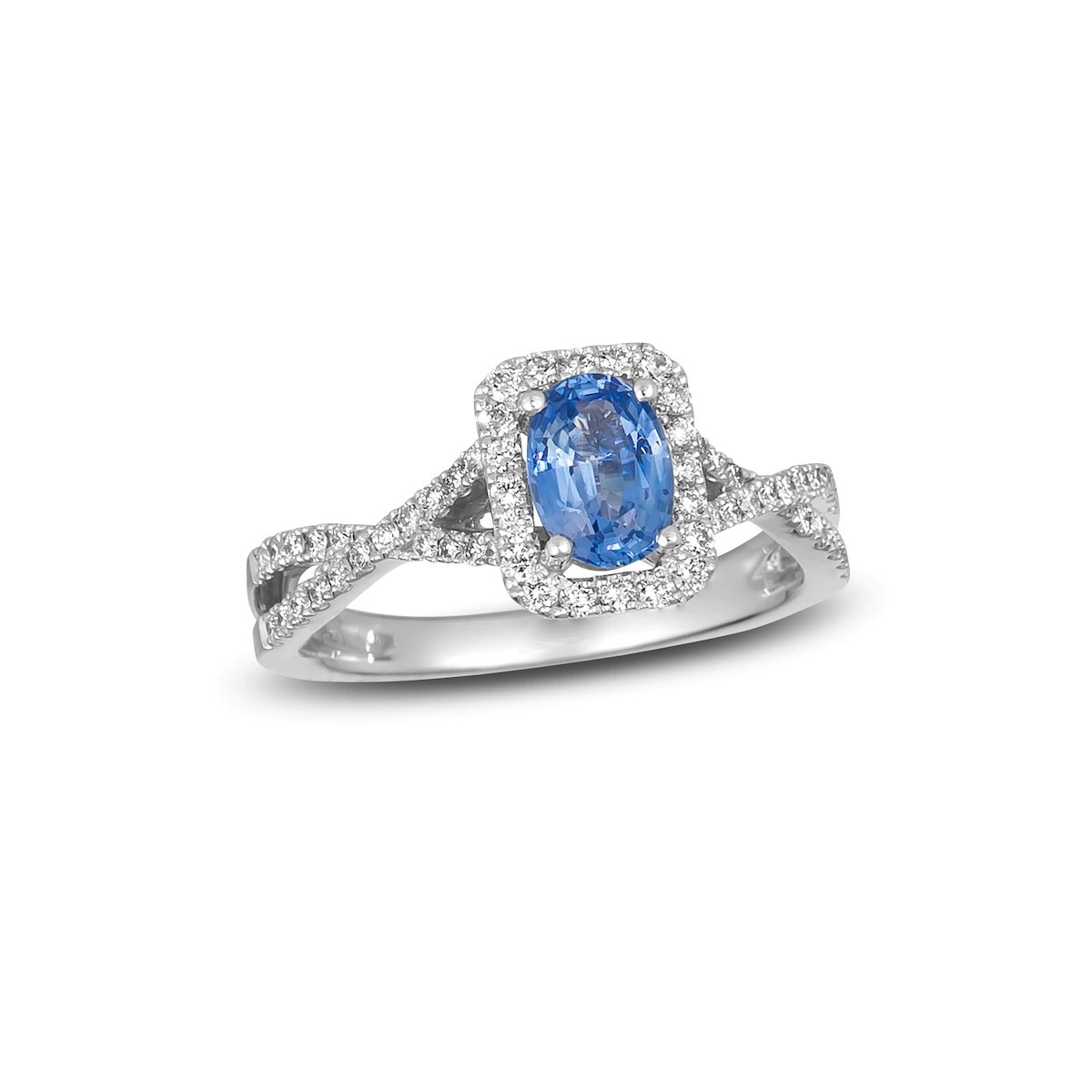 ANELLO FANTASIA IN ORO BIANCO 18K CON DIAMANTI E ZAFFIRO