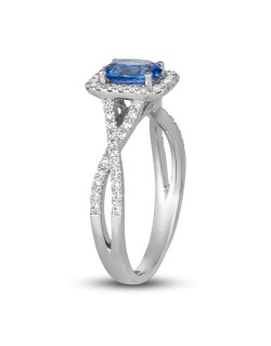 ANELLO FANTASIA IN ORO BIANCO 18K CON DIAMANTI E ZAFFIRO