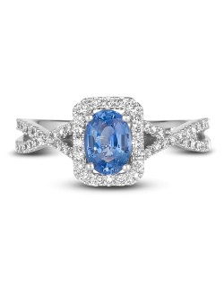 ANELLO FANTASIA IN ORO BIANCO 18K CON DIAMANTI E ZAFFIRO