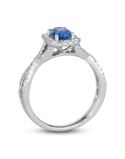 ANELLO FANTASIA IN ORO BIANCO 18K CON DIAMANTI E ZAFFIRO