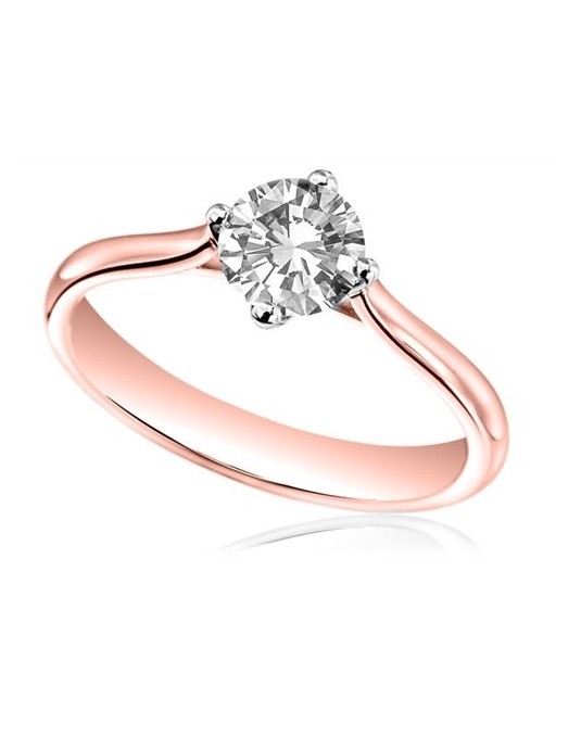 ANELLO IN ORO ROSA 18K CON DIAMANTE SOLITARIO NATURALE CERTIFICATO