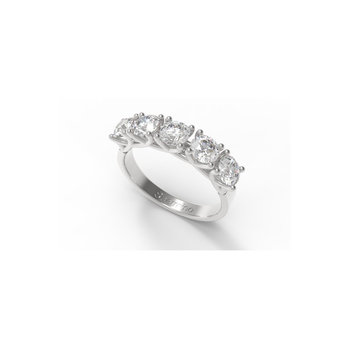ANELLO MODELLO RIVIERA IN ORO BIANCO 18K CON DIAMANTI NATURALI CERTIFICATI DGC