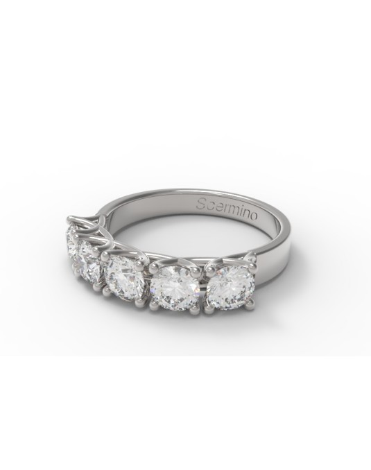 ANELLO MODELLO RIVIERA IN ORO BIANCO 18K CON DIAMANTI NATURALI CERTIFICATI DGC