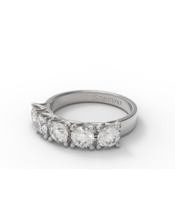 ANELLO MODELLO RIVIERA IN ORO BIANCO 18K CON DIAMANTI NATURALI CERTIFICATI DGC