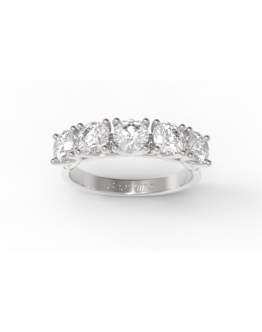 ANELLO MODELLO RIVIERA IN ORO BIANCO 18K CON DIAMANTI NATURALI CERTIFICATI DGC