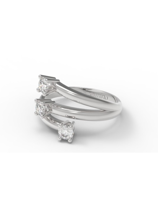 ANELLO MODELLO TRILOGY IN ORO BIANCO 18K CON DIAMANTI NATURALI E VVS