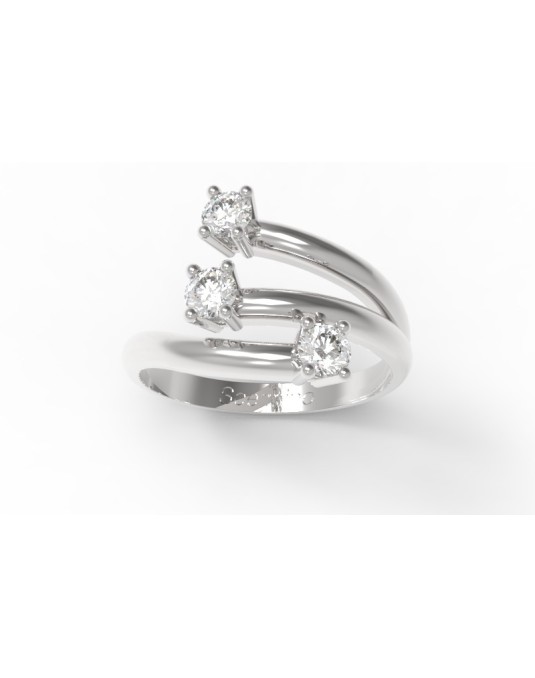 ANELLO MODELLO TRILOGY IN ORO BIANCO 18K CON DIAMANTI NATURALI E VVS