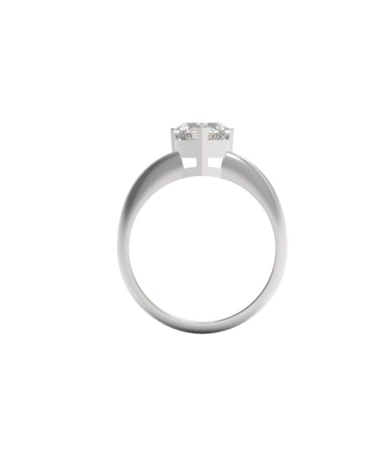 ANELLO CUORE SOLITARIO IN ORO BIANCO 18K CON DIAMANTE NATURALE CERTIFICATO DGC