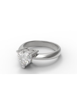 ANELLO CUORE SOLITARIO IN ORO BIANCO 18K CON DIAMANTE NATURALE CERTIFICATO DGC