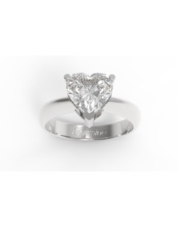 ANELLO CUORE SOLITARIO IN ORO BIANCO 18K CON DIAMANTE NATURALE CERTIFICATO DGC