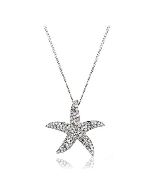 CIONDOLO STELLA MARINA IN ORO BIANCO 18K CON DIAMANTI NATURALI E VVS
