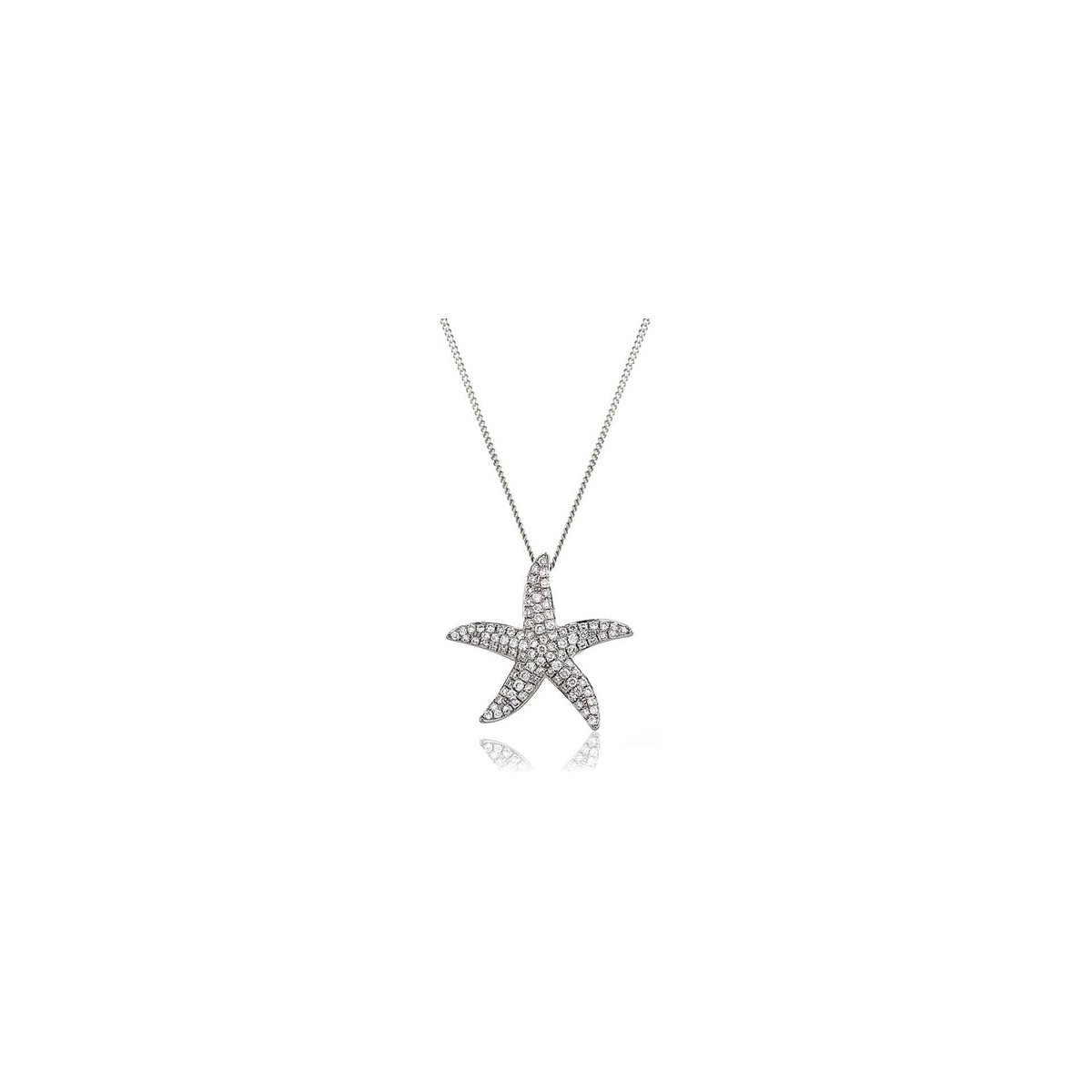 CIONDOLO STELLA MARINA IN ORO BIANCO 18K CON DIAMANTI NATURALI E VVS