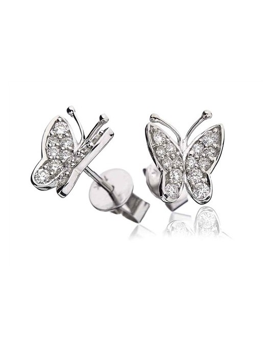ORECCHINI FARFALLA IN ORO BIANCO CON DIAMANTI NATURALI